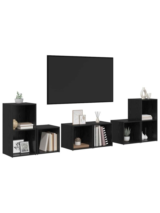 Tv skapju komplekts 6 pcs melns ozolkoks 37 x 35 x 72 cm