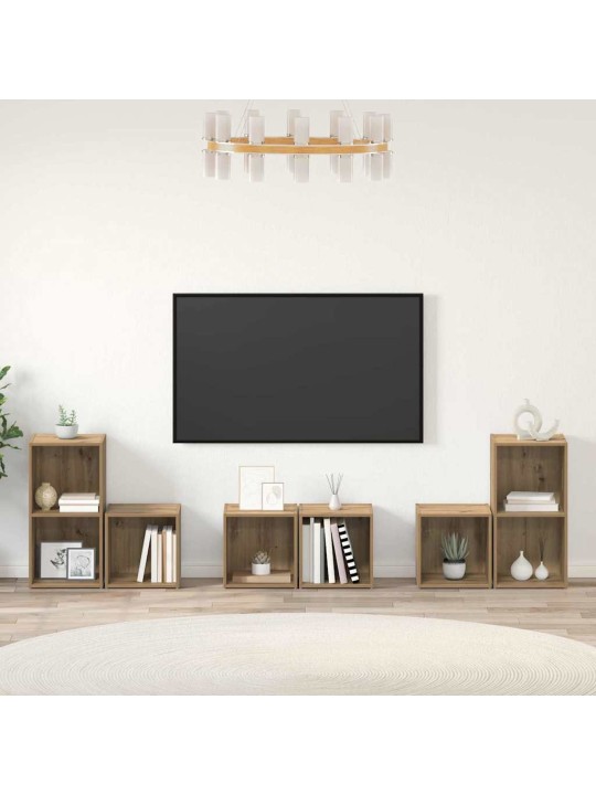 Tv skapju komplekts 6 pcs artisānā ozols 37 x 35 x 72 cm