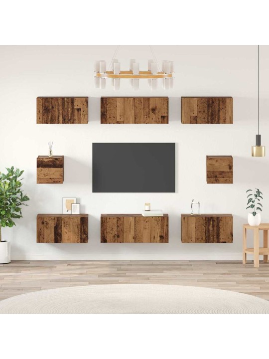 Tv skapju komplekts 8 pcs vecs koks inženierijas koks
