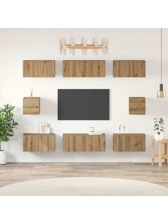 Tv skapju komplekts 8 pcs amatnieku ozola inženierijas koks