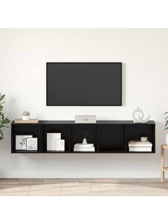 Tv skapju komplekts 2 pcs melns ozols 37 x 37 x 142.5 cm