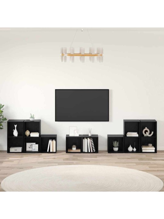 Tv skapju komplekts 8 pcs melns ozolkoks 37 x 35 x 72 cm