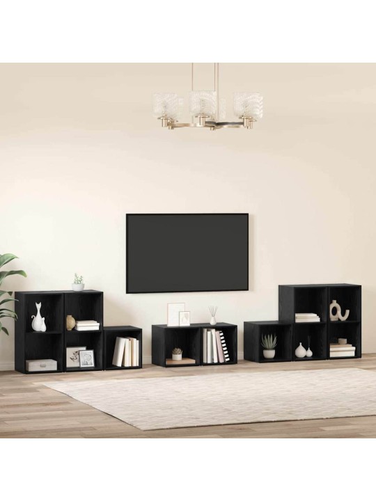 Tv skapju komplekts 8 pcs melns ozolkoks 37 x 35 x 72 cm