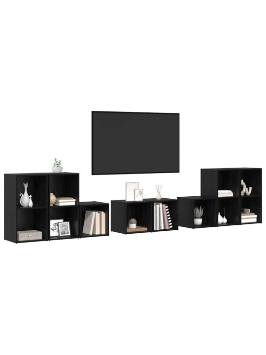 Tv skapju komplekts 8 pcs melns ozolkoks 37 x 35 x 72 cm
