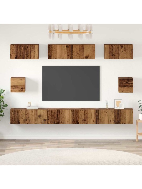 Tv skapju komplekts 8 pcs vecs koks inženierijas koks
