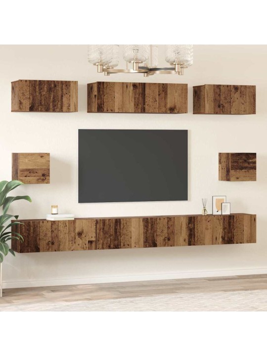 Tv skapju komplekts 8 pcs vecs koks inženierijas koks