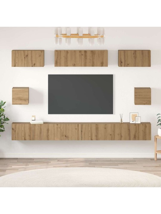 Tv skapju komplekts 8 pcs amatnieku ozola inženierijas koks