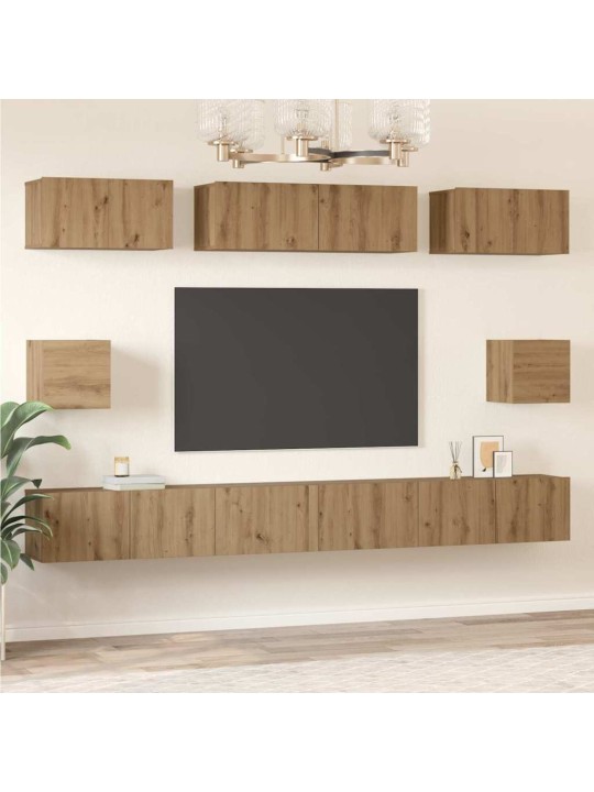 Tv skapju komplekts 8 pcs amatnieku ozola inženierijas koks