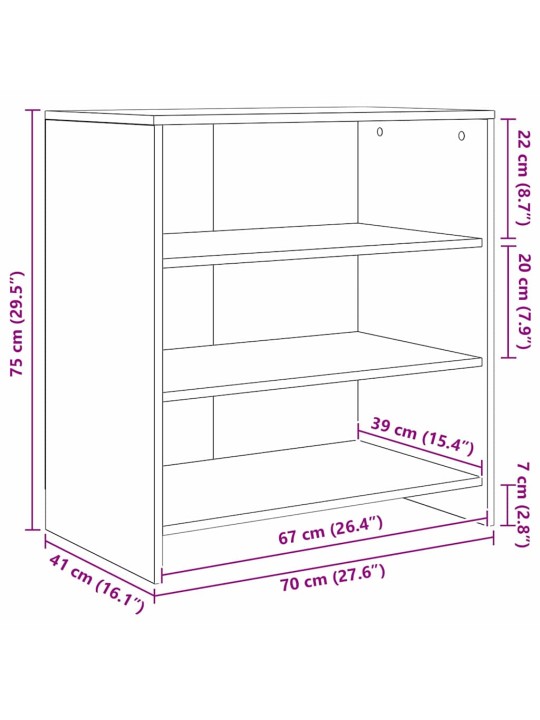 Sānu skapji 2 pcs vecs koks 70 x 41 x 75 cm inženierijas koks