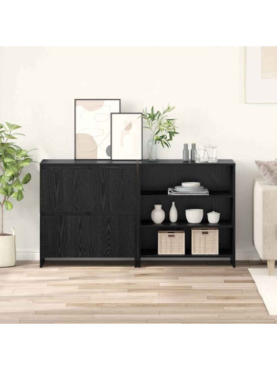 Sānu skapji 2 pcs melns ozols 70 x 41 x 75 cm inženierijas koks