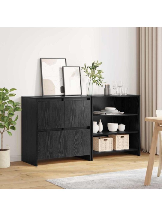 Sānu skapji 2 pcs melns ozols 70 x 41 x 75 cm inženierijas koks