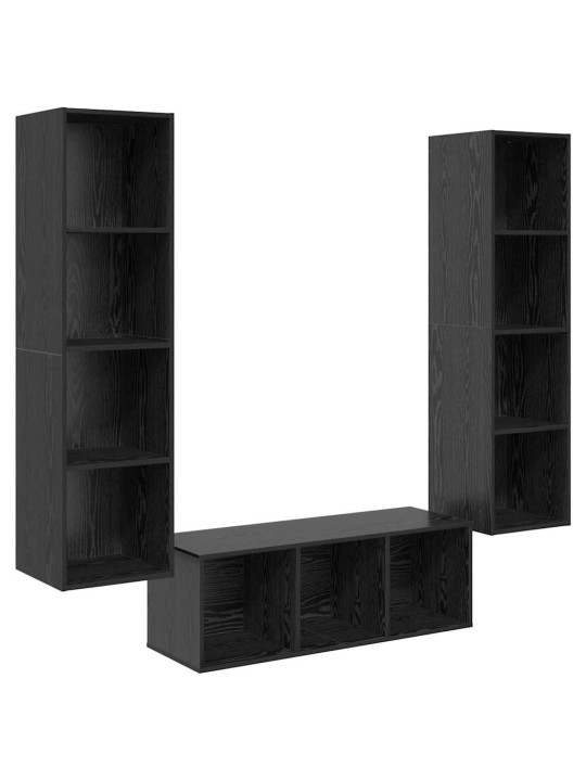 Tv skapju komplekts 3 pcs melns ozols 37 x 37 x 142.5 cm