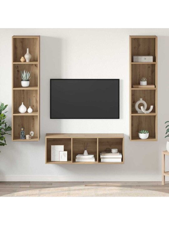 Tv skapju komplekts 3 pcs amatnieku ozola 37 x 37 x 142.5 cm