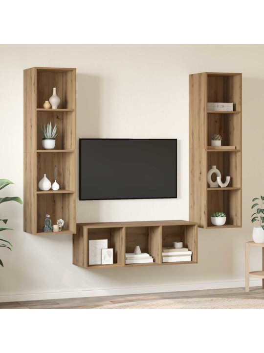 Tv skapju komplekts 3 pcs amatnieku ozola 37 x 37 x 142.5 cm