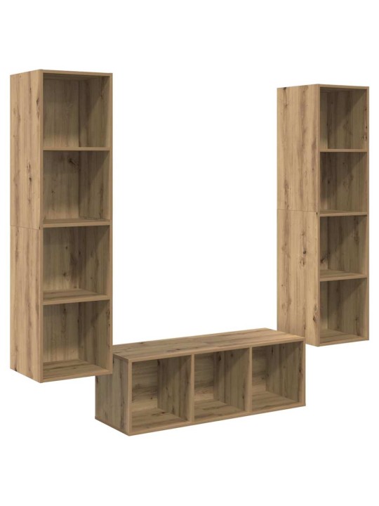 Tv skapju komplekts 3 pcs amatnieku ozola 37 x 37 x 142.5 cm