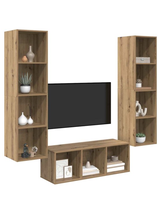 Tv skapju komplekts 3 pcs amatnieku ozola 37 x 37 x 142.5 cm