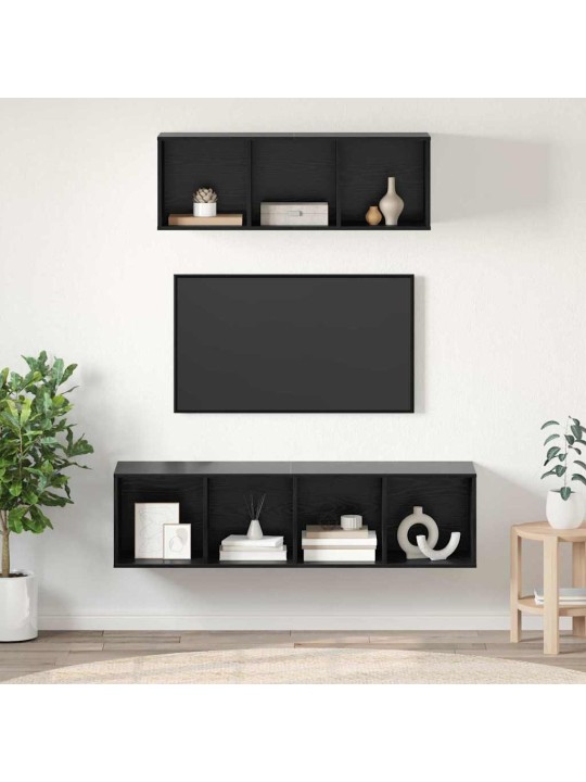 Tv skapju komplekts 2 pcs melns ozols 37 x 37 x 142.5 cm