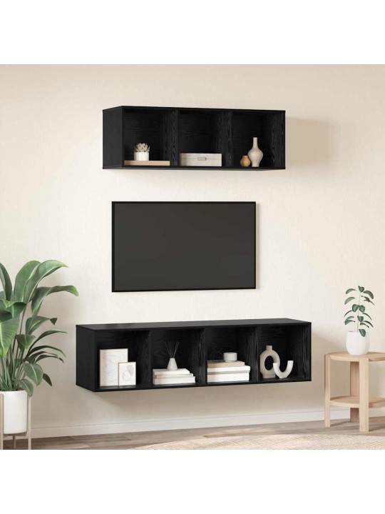 Tv skapju komplekts 2 pcs melns ozols 37 x 37 x 142.5 cm