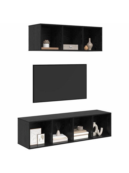 Tv skapju komplekts 2 pcs melns ozols 37 x 37 x 142.5 cm