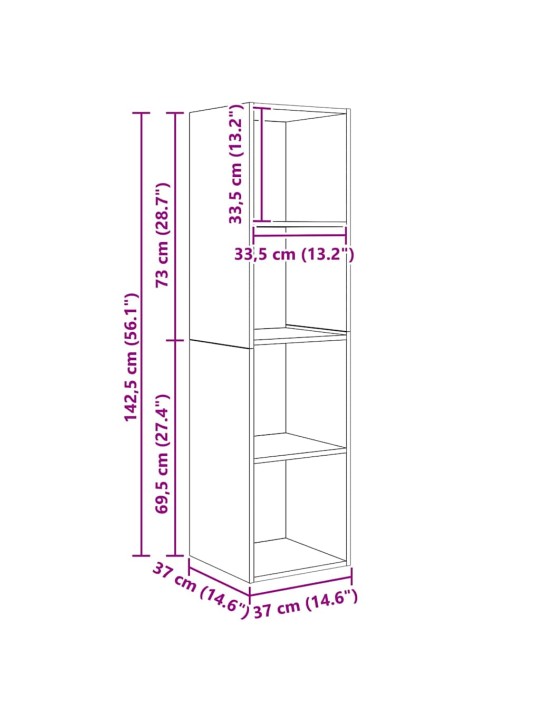 Tv skapju komplekts 2 pcs amatnieku ozola 37 x 37 x 142.5 cm