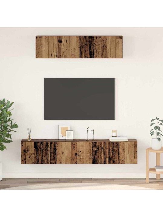 Tv skapju komplekts 4 pcs vecs koks vidējs inženierijas koks