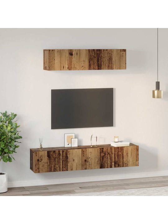 Tv skapju komplekts 4 pcs vecs koks vidējs inženierijas koks