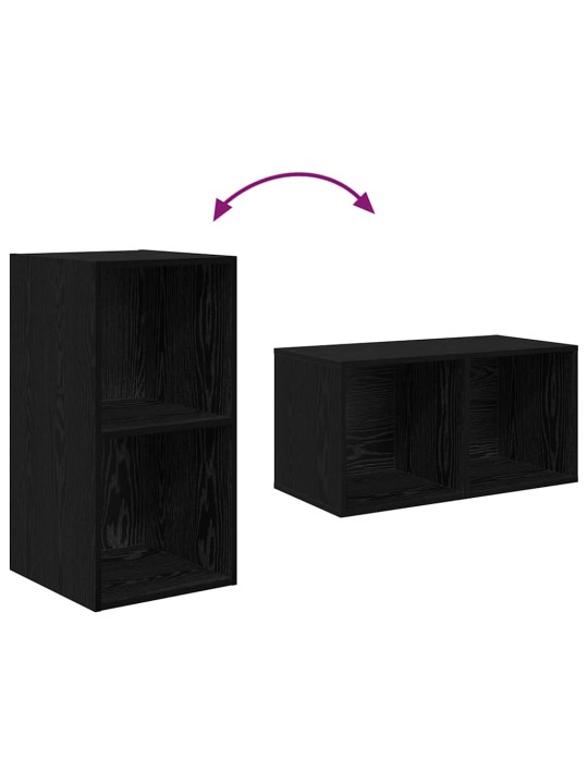 Tv skapju komplekts 3 pcs melns ozols 37 x 37 x 107 cm