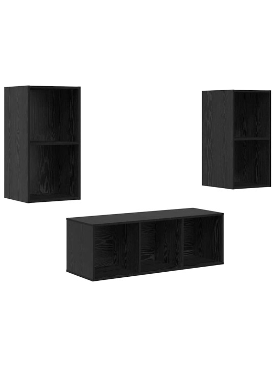 Tv skapju komplekts 3 pcs melns ozols 37 x 37 x 107 cm