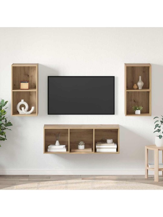 Tv skapju komplekts 3 pcs amatnieku ozola 37 x 37 x 107 cm