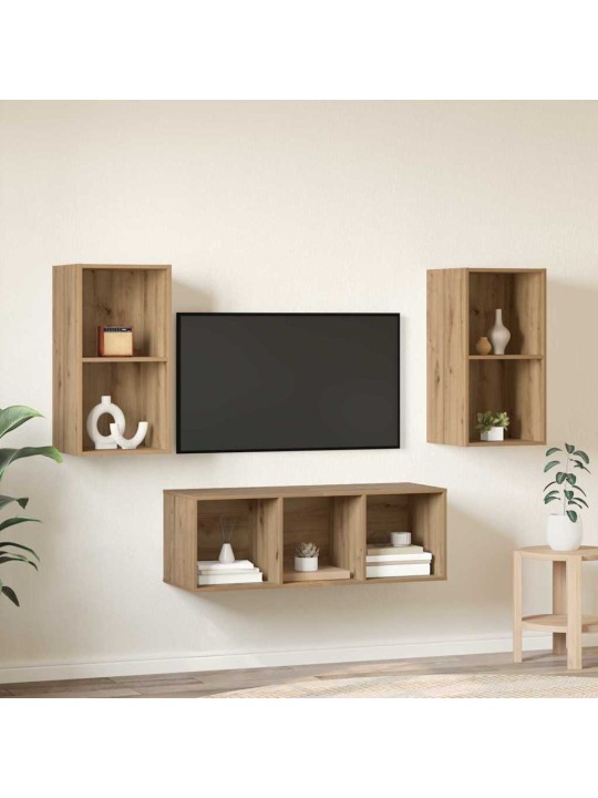 Tv skapju komplekts 3 pcs amatnieku ozola 37 x 37 x 107 cm