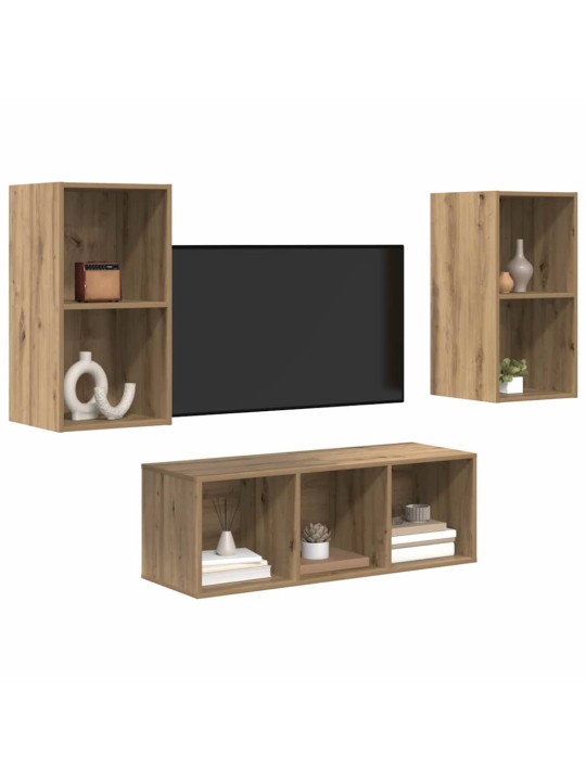 Tv skapju komplekts 3 pcs amatnieku ozola 37 x 37 x 107 cm