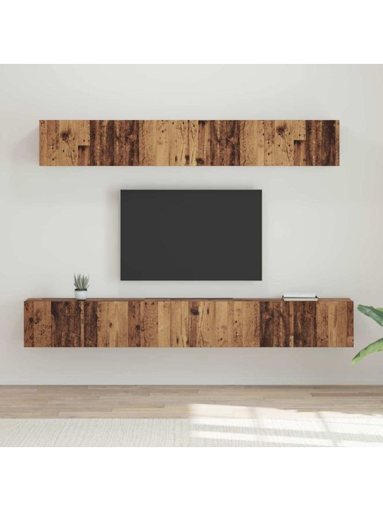 Tv skapju komplekts 5 pcs vecs koks vidējs inženierijas koks