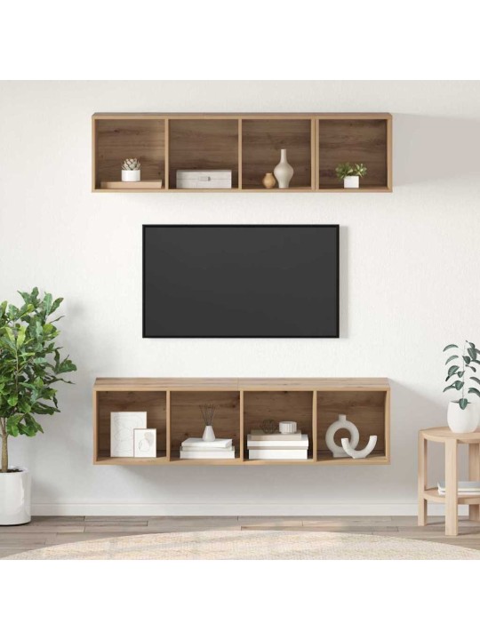 Tv skapju komplekts 3 pcs amatnieku ozola inženierijas koks