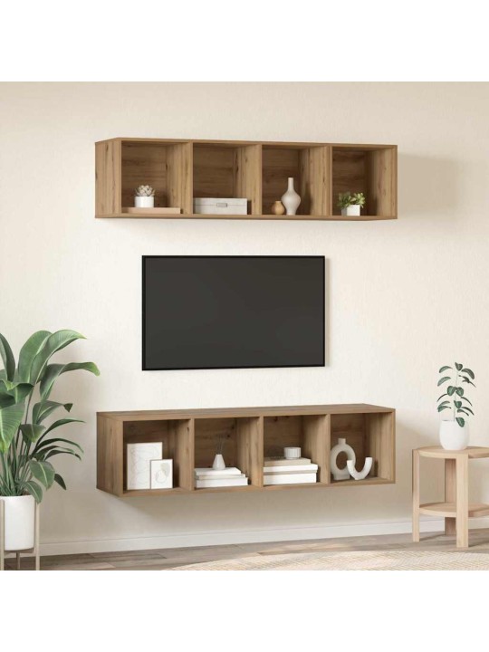 Tv skapju komplekts 3 pcs amatnieku ozola inženierijas koks