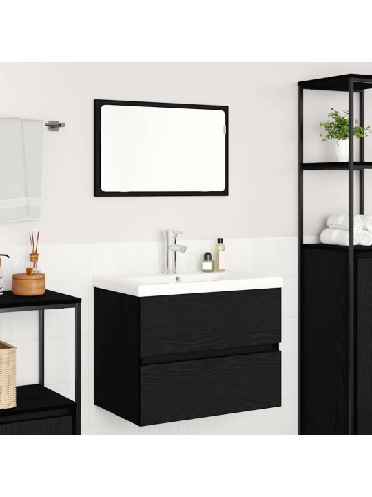 Vannas istabas mēbeļu komplekts ar spoguli 3 pcs melns ozols
