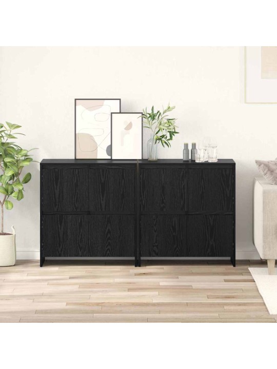 Sānu skapji 2 pcs melns ozols 70 x 41 x 75 cm inženierijas koks