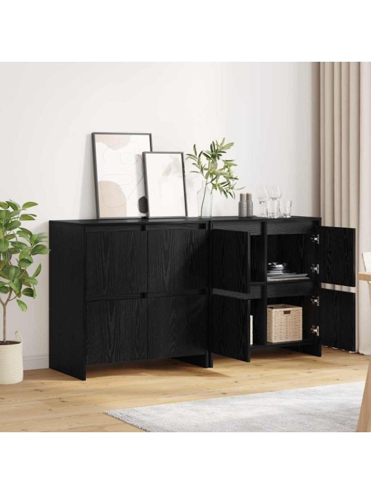 Sānu skapji 2 pcs melns ozols 70 x 41 x 75 cm inženierijas koks
