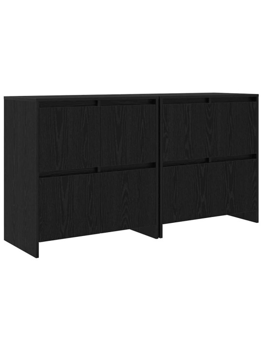 Sānu skapji 2 pcs melns ozols 70 x 41 x 75 cm inženierijas koks