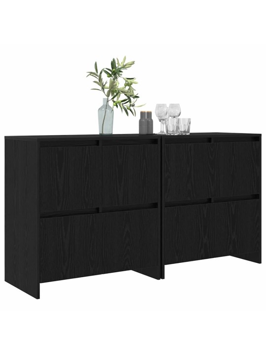 Sānu skapji 2 pcs melns ozols 70 x 41 x 75 cm inženierijas koks
