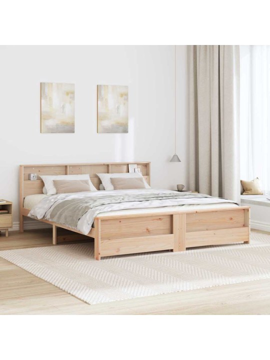 Gultas rāmis brūna 200 x 200 cm priedes masīvkoks