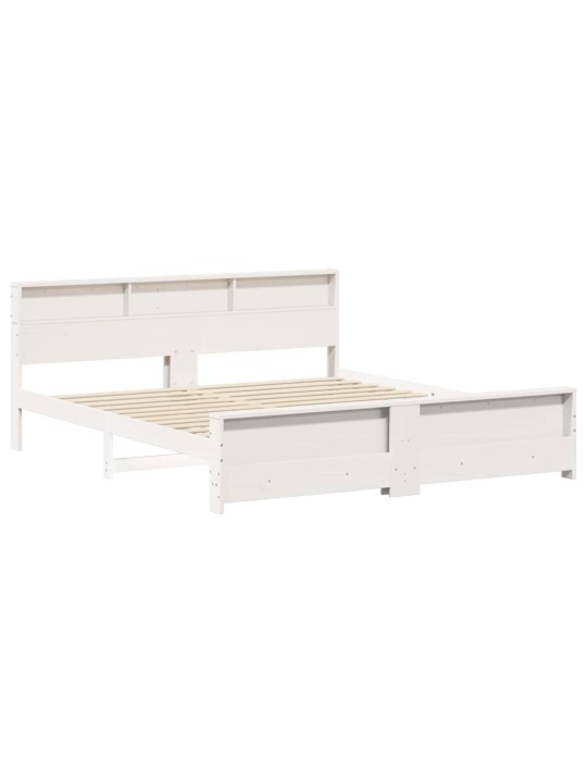 Gultas rāmis balts 200 x 200 cm priedes masīvkoks