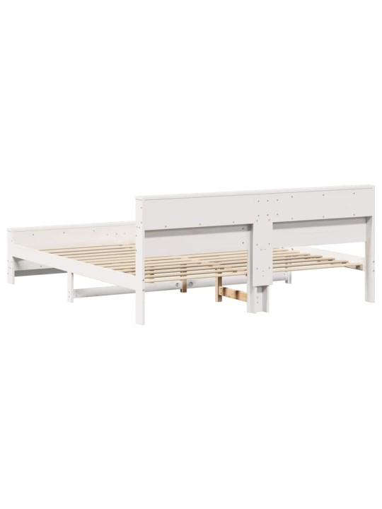 Gultas rāmis balts 200 x 200 cm priedes masīvkoks