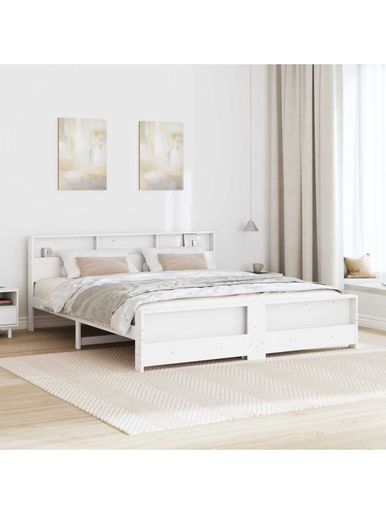 Gultas rāmis balts 180 x 200 cm priedes masīvkoks
