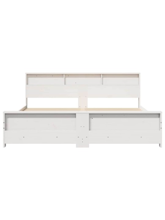 Gultas rāmis balts 180 x 200 cm priedes masīvkoks