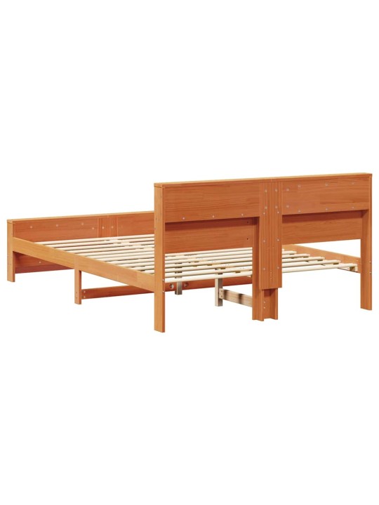 Gultas rāmis vaska brūna 150 x 200 cm priedes masīvkoks