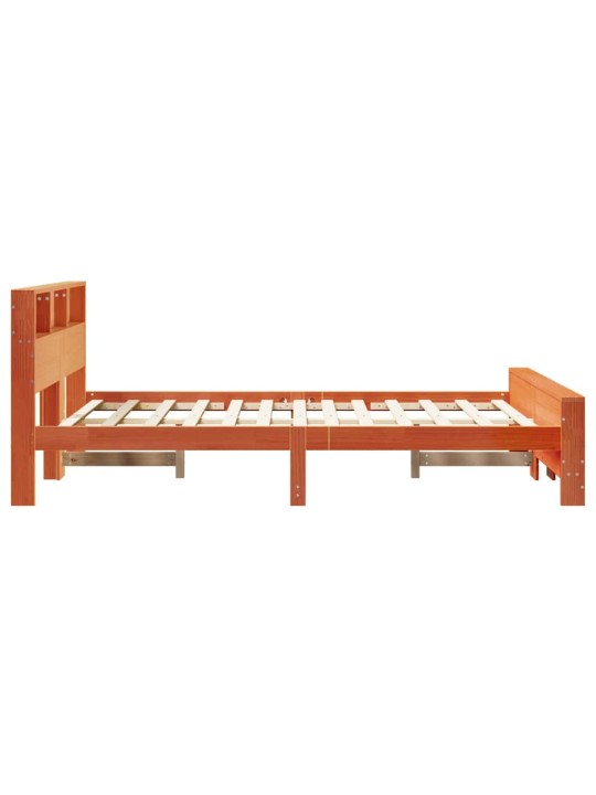 Gultas rāmis vaska brūna 140 x 200 cm priedes masīvkoks