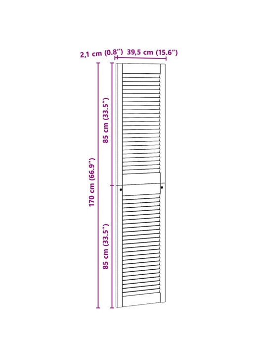 Skapju durvis 4 pcs brūna 170 x 39.5 x 2.1 cm priedes masīvkoks
