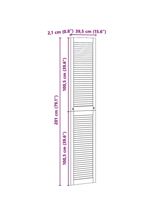 Skapju durvis 4 pcs brūna 201 x 39.5 x 2.1 cm priedes masīvkoks