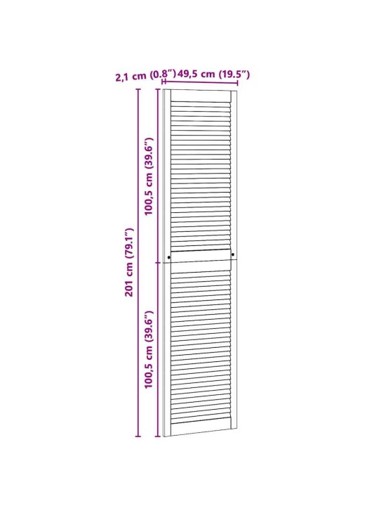 Skapju durvis 4 pcs brūna 201 x 49.5 x 2.1 cm priedes masīvkoks