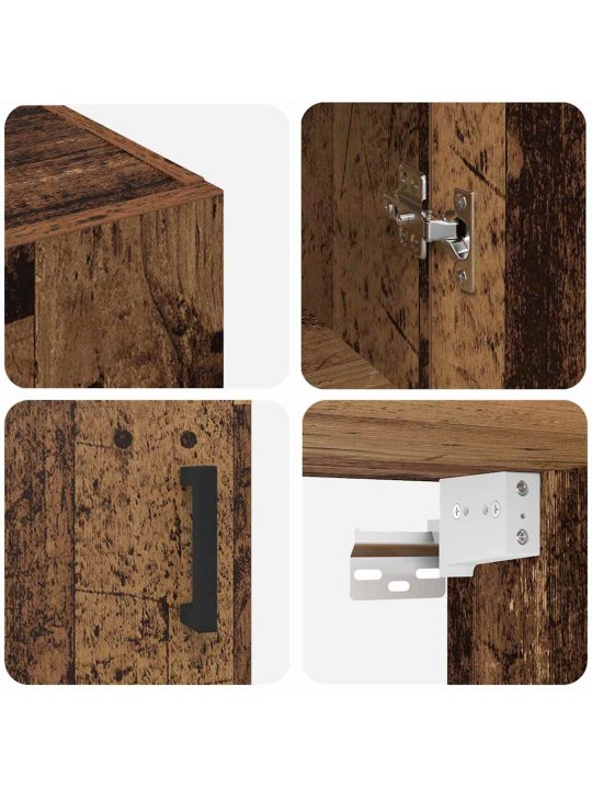 Sienā uzstādītie skapji 2 pcs vecs koks 69.5 x 34 x 90 cm